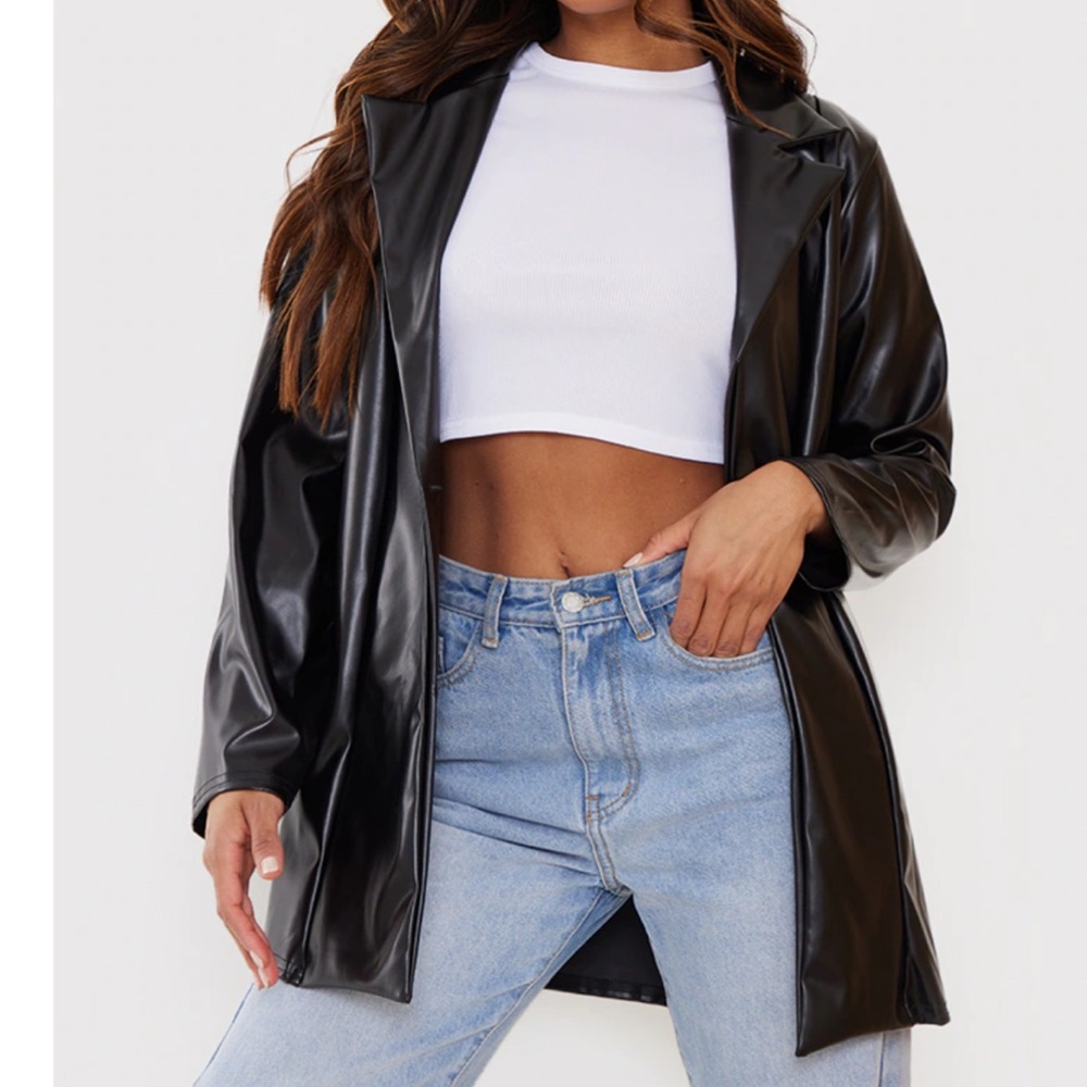 PLT faux leather blazer